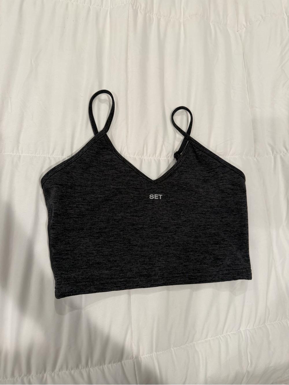 SET Black Heathered Cropped Cami
